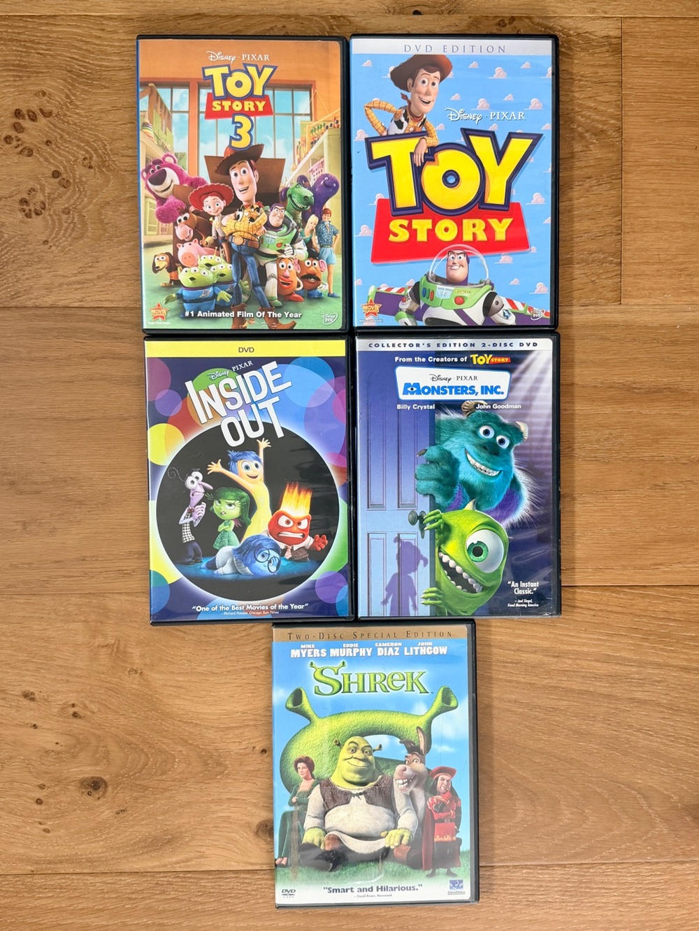 Disney Pixar Shrek Movie DVD Bundle Lot Toy Story Inside Out Monsters Inc Family